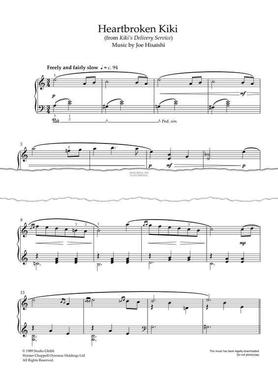 Produktgalerie: Seite 1 von 1 Heartbroken Kiki (from 'Kiki's Delivery Service'), Joe Hisaishi, Klavier