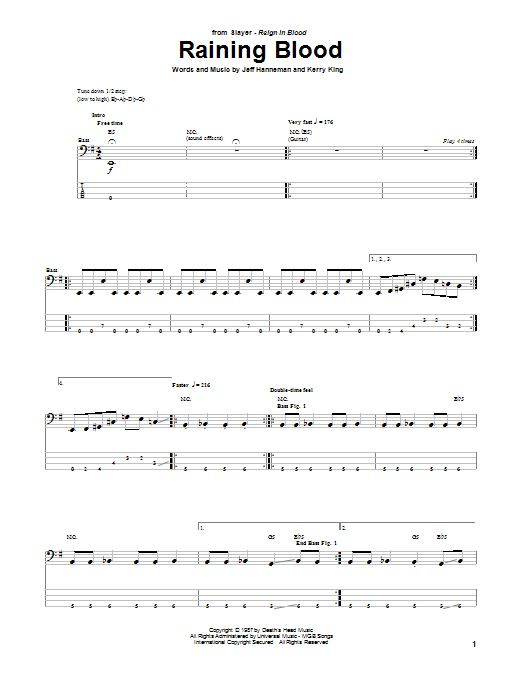 Produktgalerie: Seite 1 von 1 Raining Blood, Slayer, E-Bass