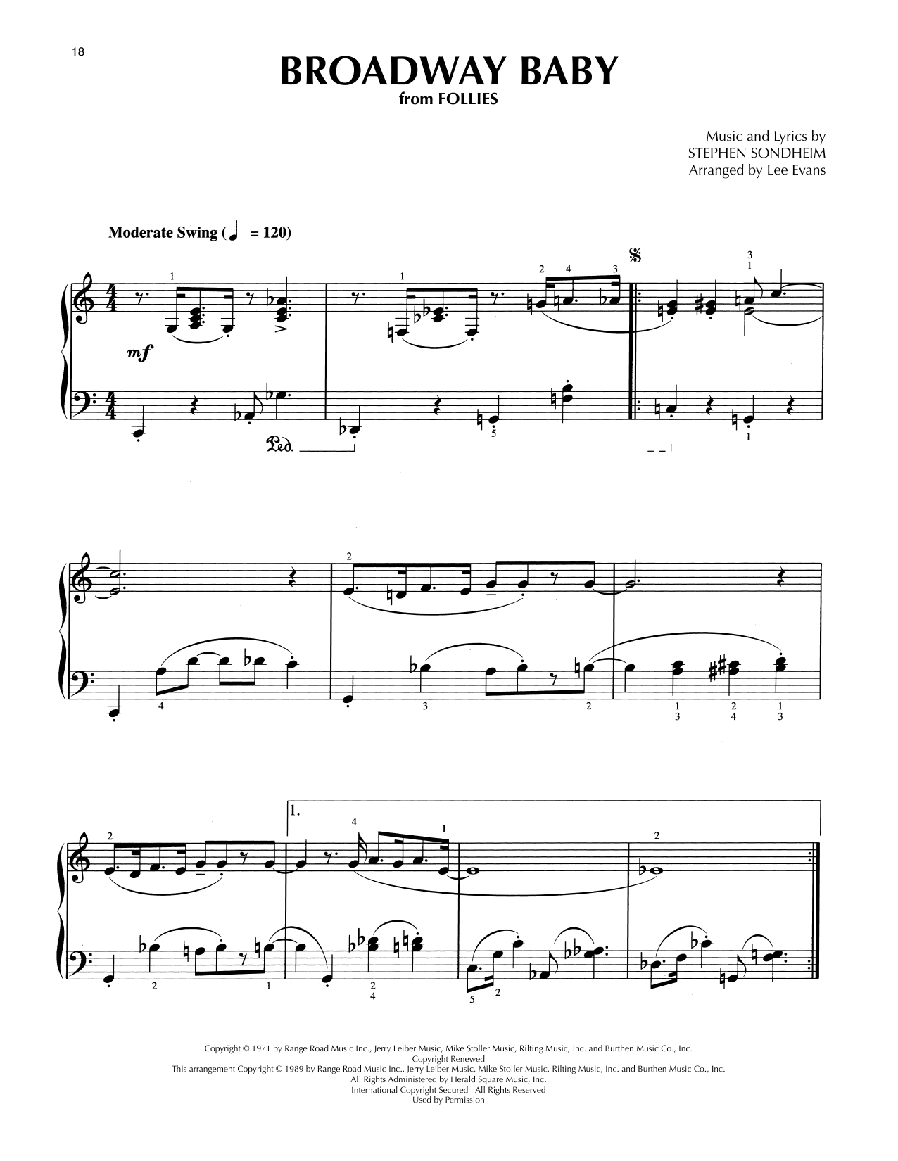 Product picture to: Broadway Baby (from Follies) (arr. Lee Evans)