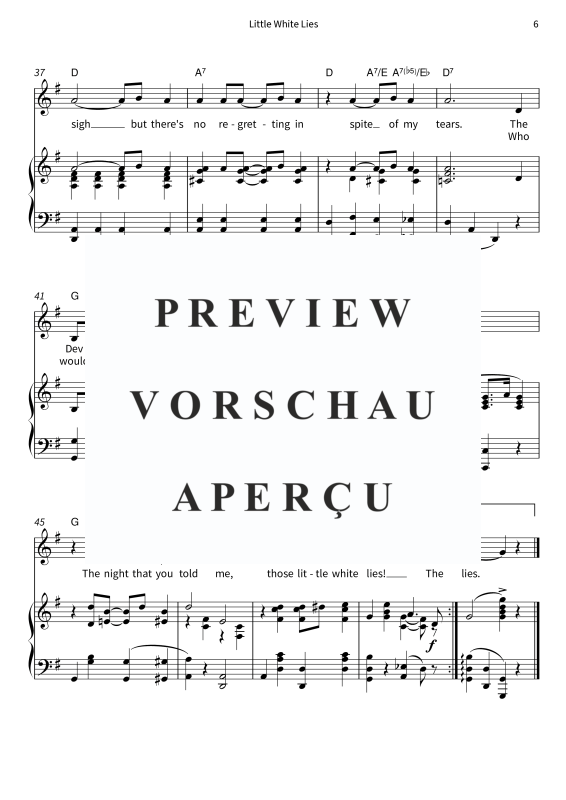 Produktgalerie: Seite 8 von 8 Little White Lies - Timeless Tin Pan Alley Classic - Vocal & Piano in G Major with Lyrics, , Gesang und Klavier