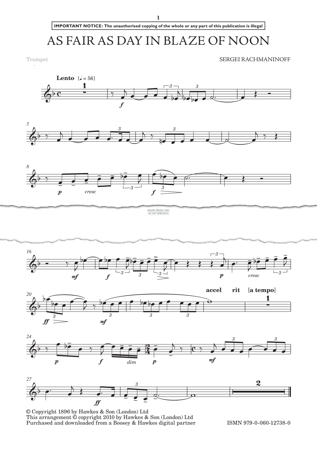 Produktgalerie: Seite 1 von 1 As fair as day in blaze of noon, Sergei Rachmaninoff, Klavier, Trompete