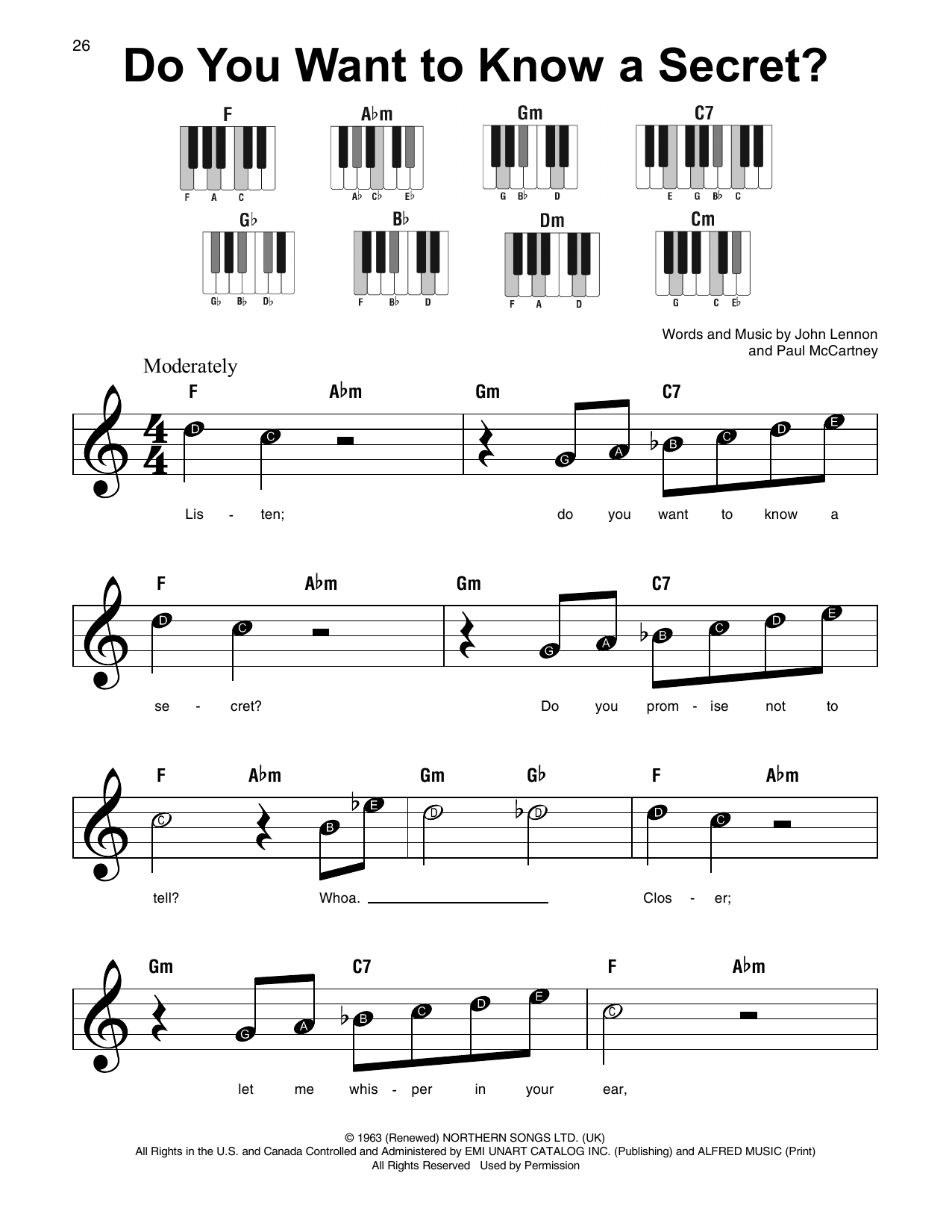 Produktgalerie: Seite 1 von 1 Do You Want To Know A Secret?, The Beatles, Klavier