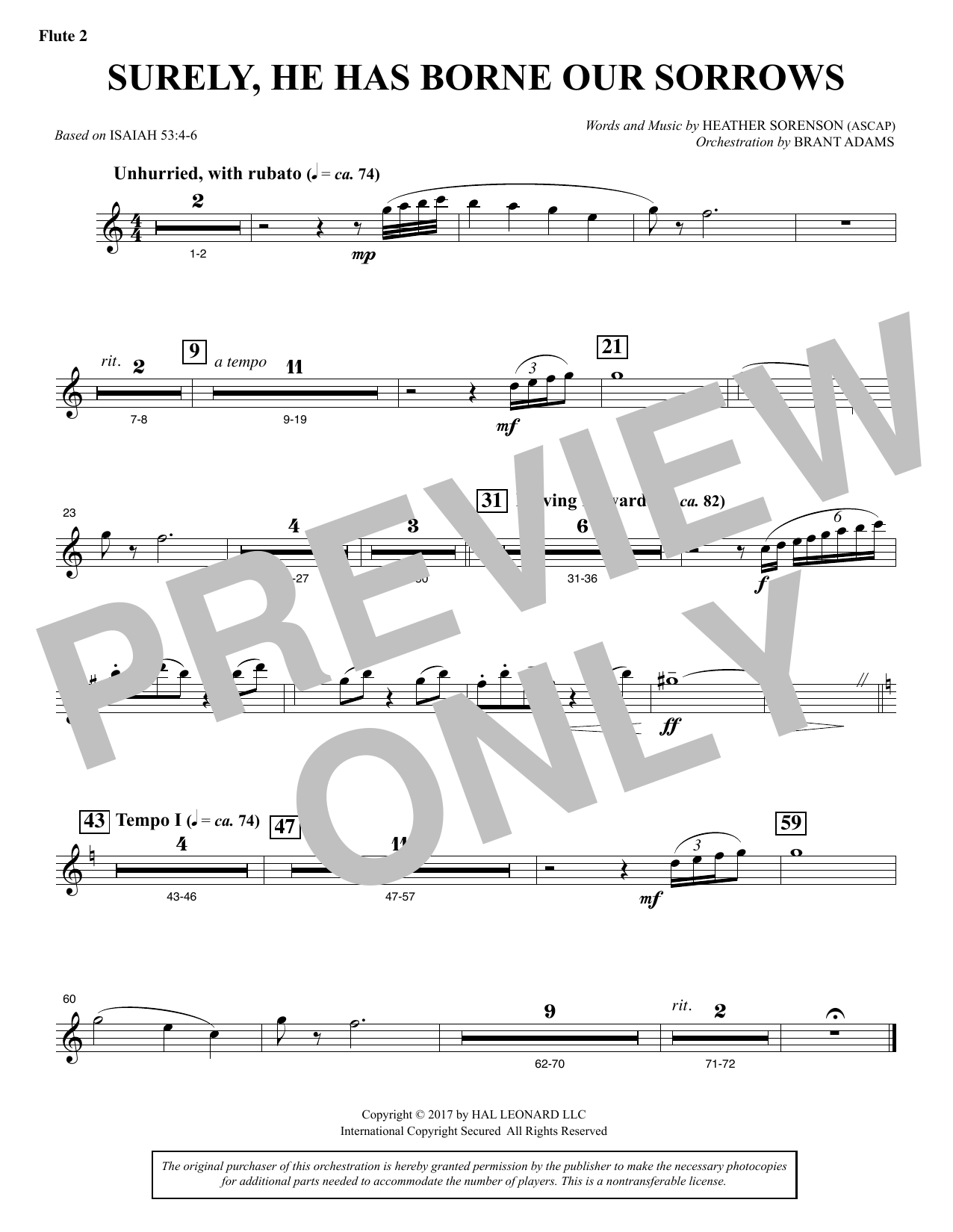Product picture to: Surely, He Has Borne Our Sorrows - Flute 2