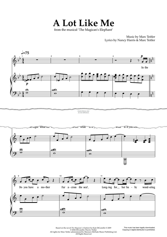 Produktgalerie: Seite 1 von 1 A Lot Like Me (from 'The Magician's Elephant'), Marc Teitler, Gesang, Klavier