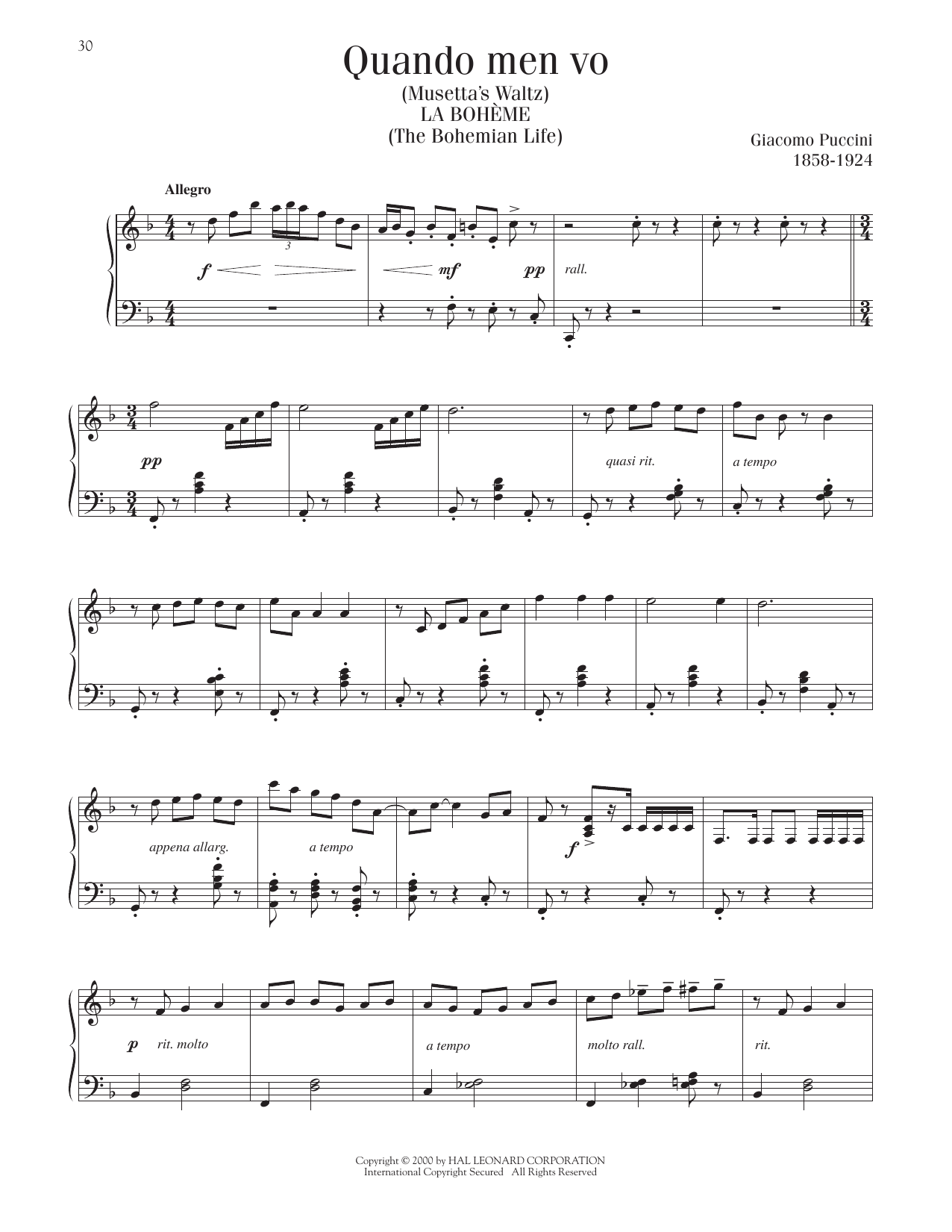 Product gallery: Page 1 of 1 Quando Men Vo, Giacomo Puccini
