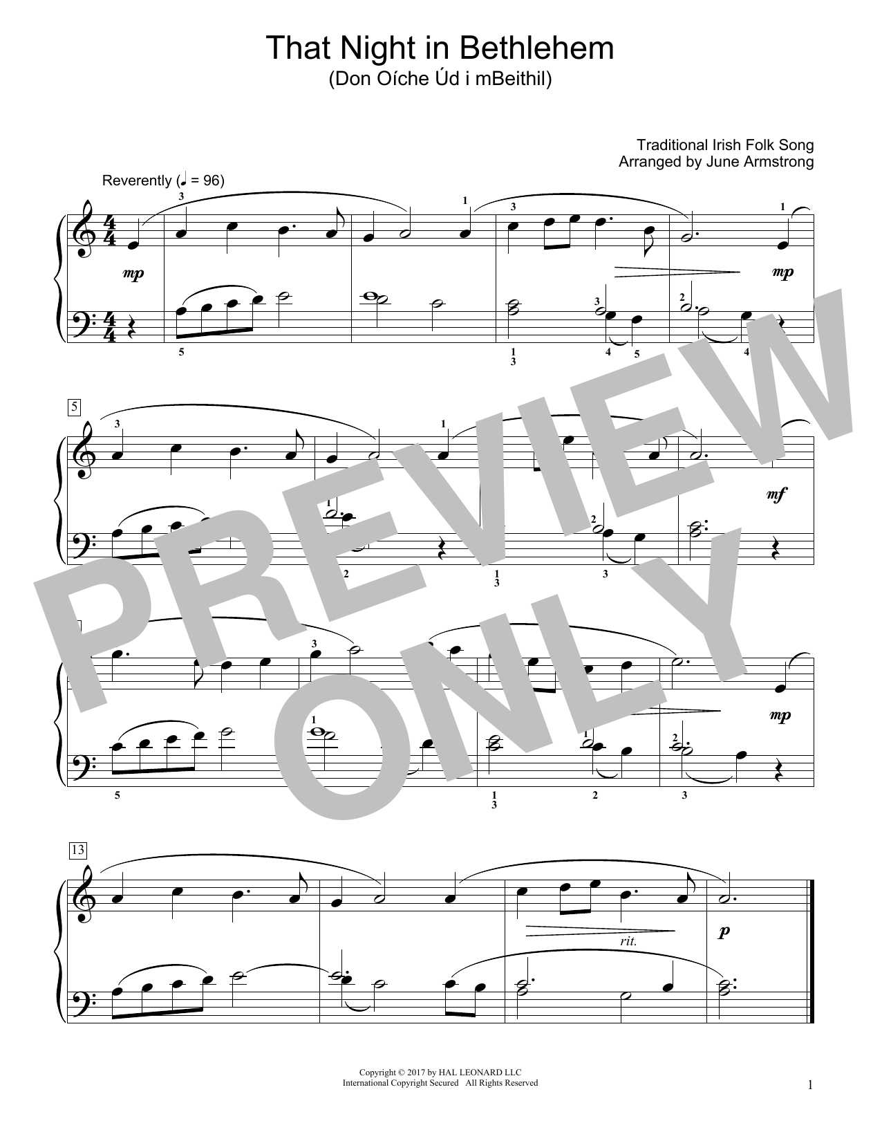 Product gallery: Page 1 of 1 That Night In Bethlehem (Don Oíche Úd I Mbeithil) (arr. June Armstrong), Traditional Irish Folk Song