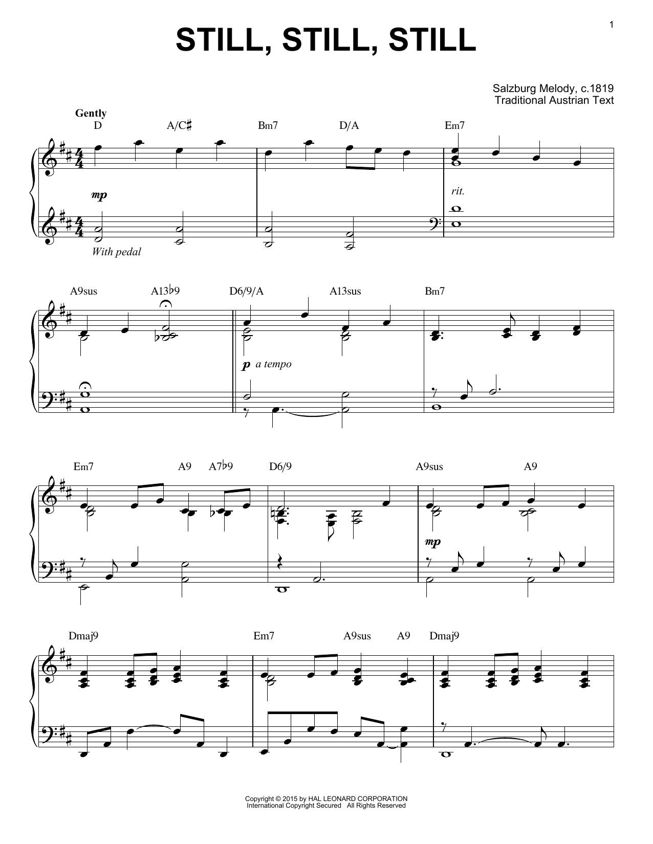 Product gallery: Page 1 of 1 Still, Still, Still [Jazz version] (arr. Brent Edstrom), Salzburg Melody c.1819