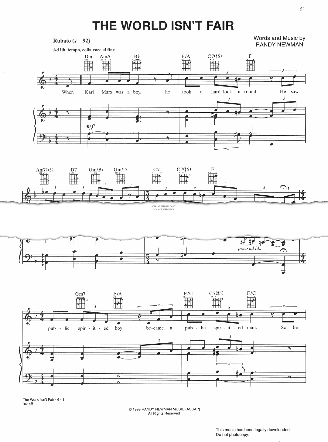 gallery: The World Isn't Fair, Randy Newman, Gesang, Gitarre, Klavier