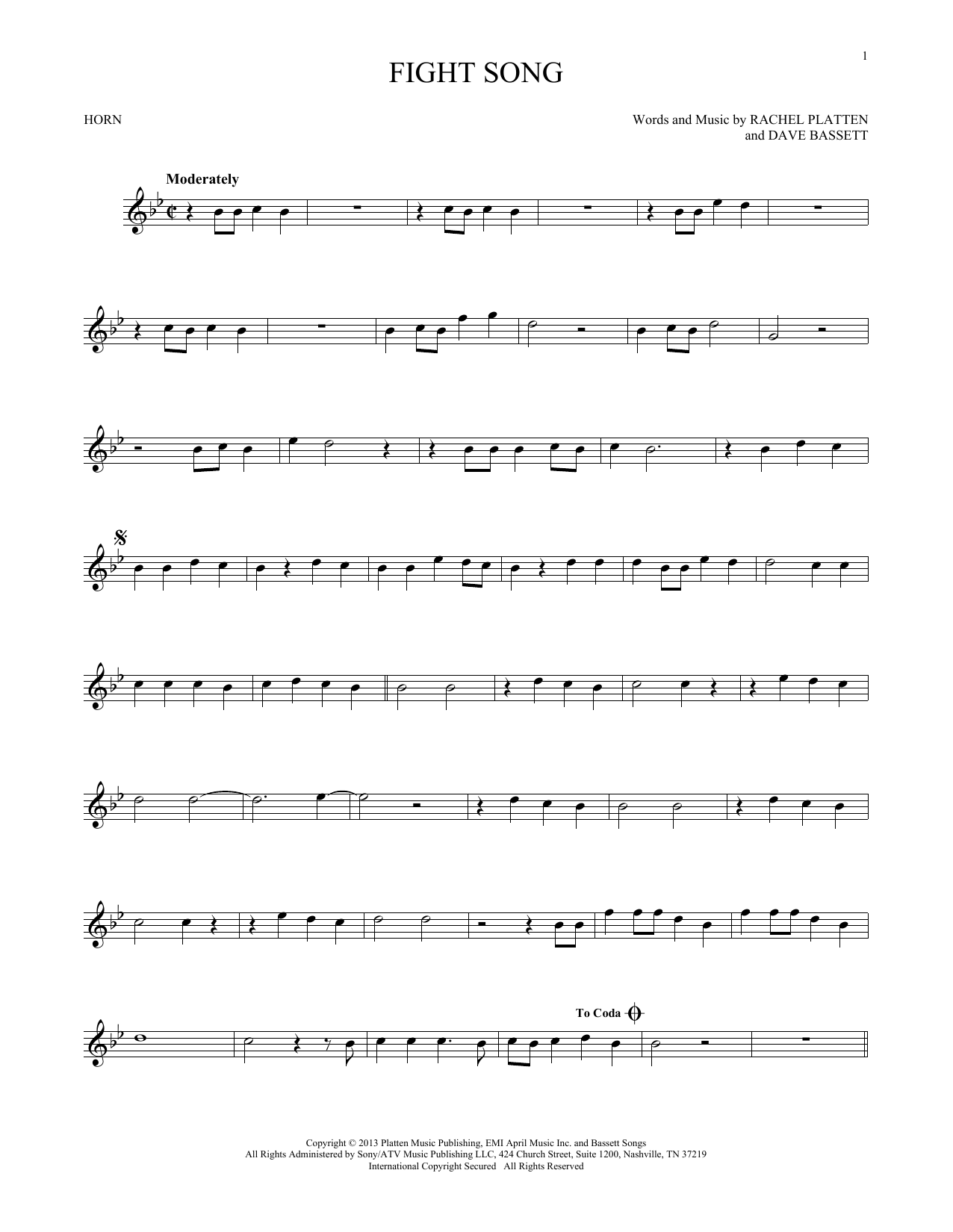 Produktgalerie: Seite 1 von 1 Fight Song, Rachel Platten, Horn