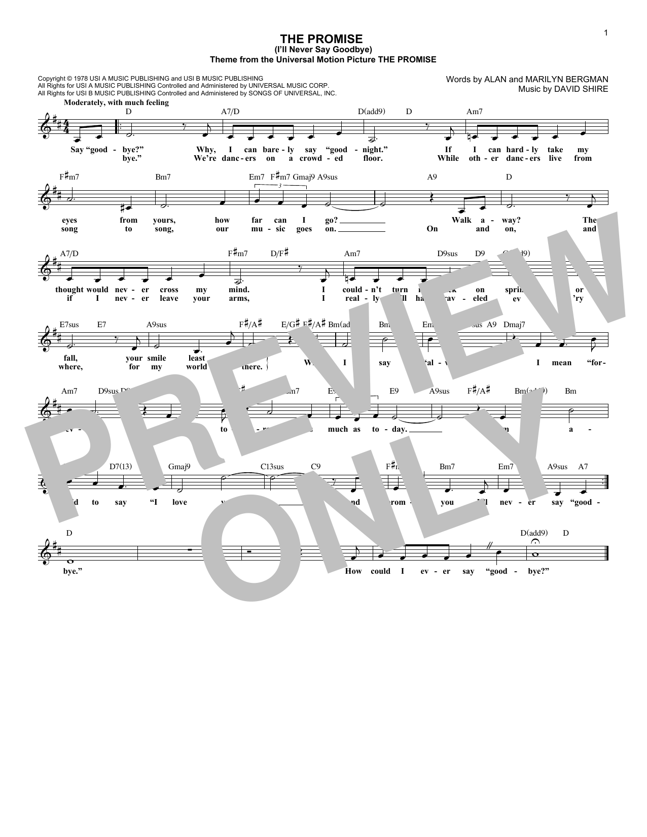 Product picture to: The Promise (I'll Never Say Goodbye)