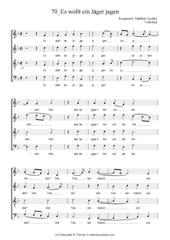 Produktbild zu: Es wollt ein Jäger jagen Matthias Greitter Volkslied