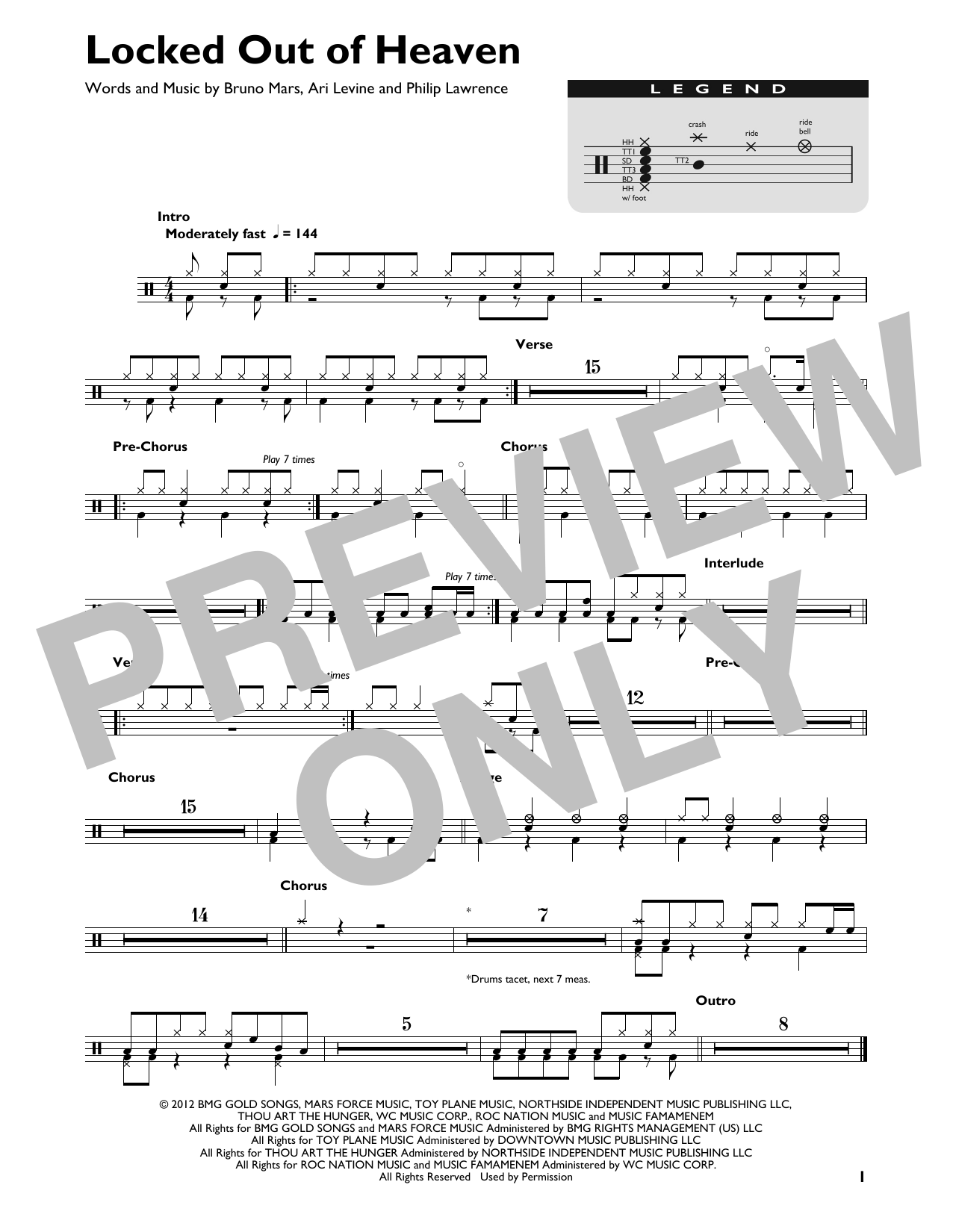 Product gallery: Page 1 of 1 Locked Out Of Heaven, Bruno Mars