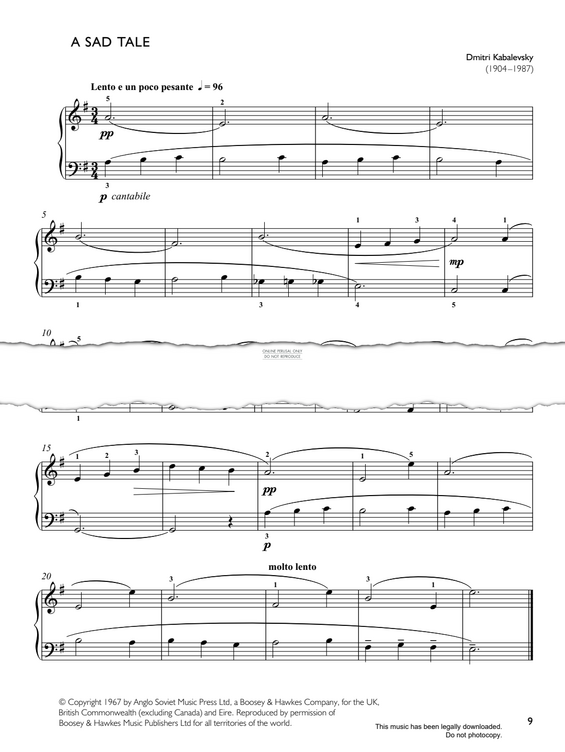 Produktgalerie: Seite 1 von 1 A Sad Tale, Dmitri Kabalevsky, Klavier