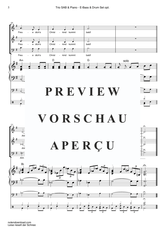 Produktgalerie: Seite 8 von 11 Leise rieselt der Schnee, , Gemischter Chor SAB & Klavier - E-Bass und Drum Set optional
