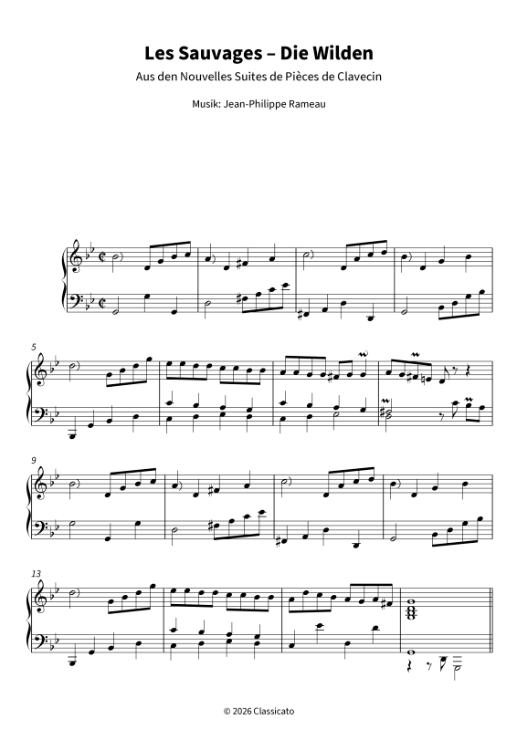 gallery: Les Sauvages - Die Wilden - Aus den Nouvelles Suites de Pièces de Clavecin - Originalfassung für Klavier, , Klavier Solo