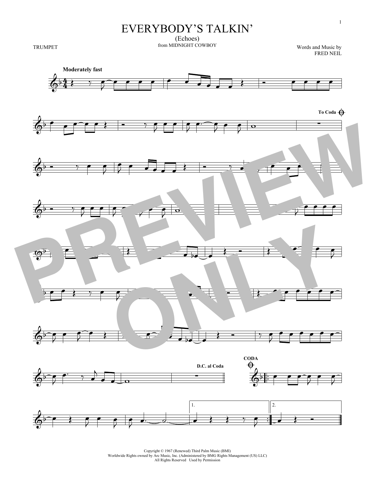 Produktgalerie: Seite 1 von 1 Everybody's Talkin' (Echoes), Harry Nilsson, Trompete