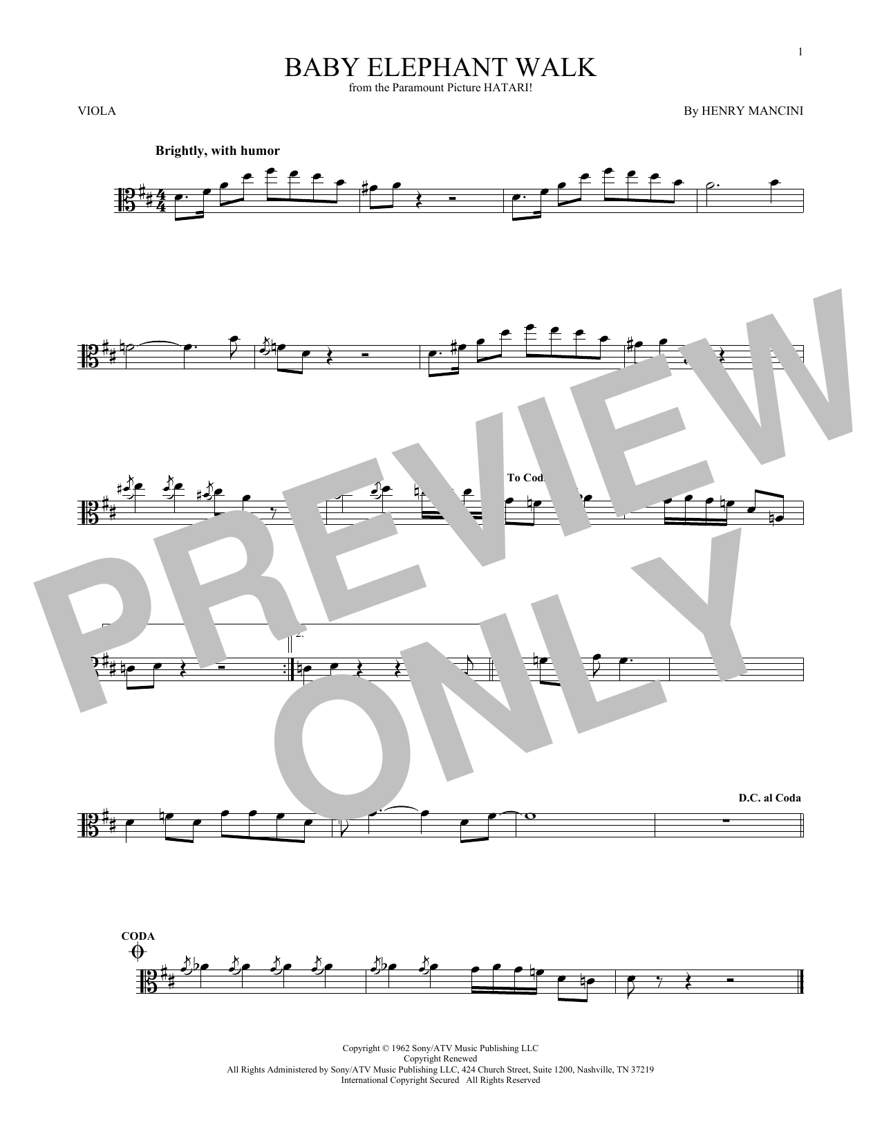 Product gallery: Page 1 of 1 Baby Elephant Walk, Henry Mancini