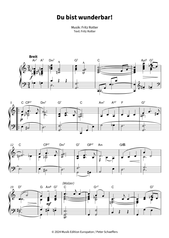 Produktgalerie: Seite 1 von 6 Du bist wunderbar!, Hildegard Knef, Klavier Solo