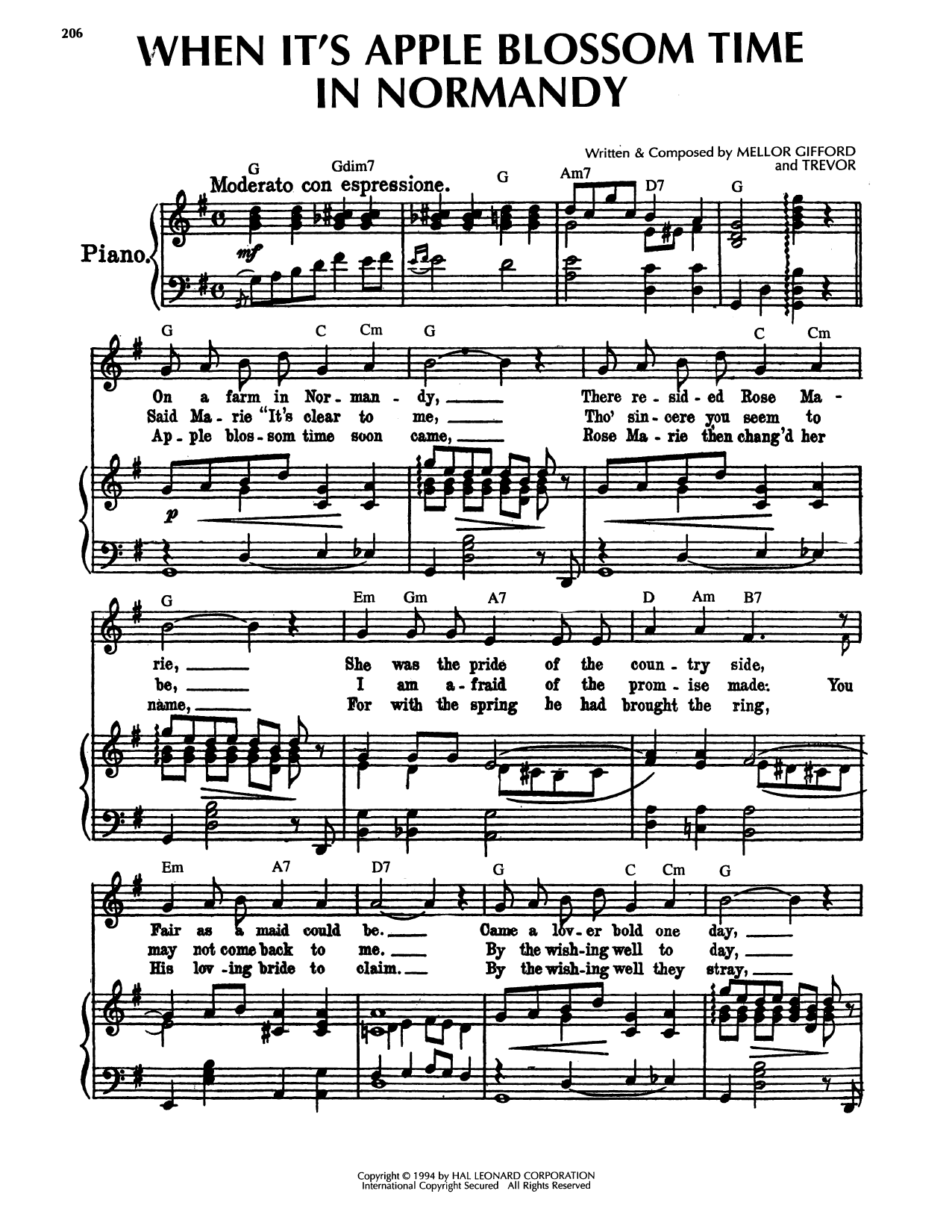 Produktgalerie: Seite 1 von 1 When It's Apple Blossom Time In Normandy, Mellor Gifford, Gesang, Gitarre, Klavier