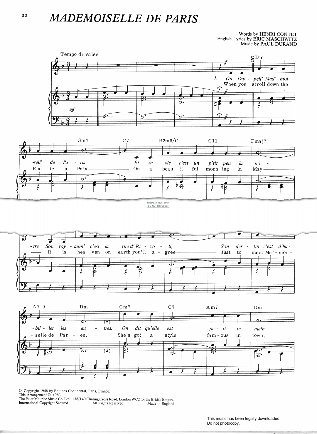 Product gallery: Page 1 of 1 Mademoiselle De Paris, Paul Durand