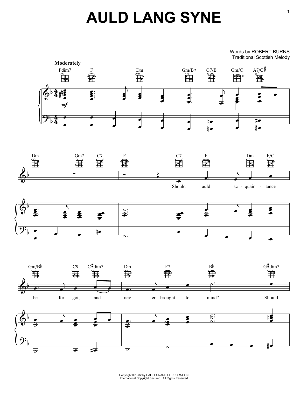 Produktgalerie: Seite 1 von 1 Auld Lang Syne, Robert Burns, Gesang, Gitarre, Klavier