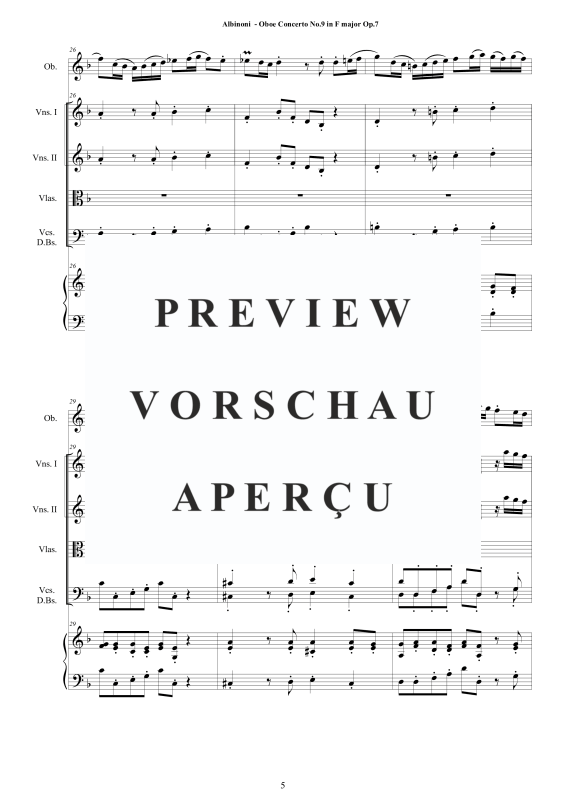 Product gallery: Page 6 of 11 Concerto No.9 in F-Dur Op.7, , Solo Oboe, String Ensemble, and Harpsichord (B.C.)