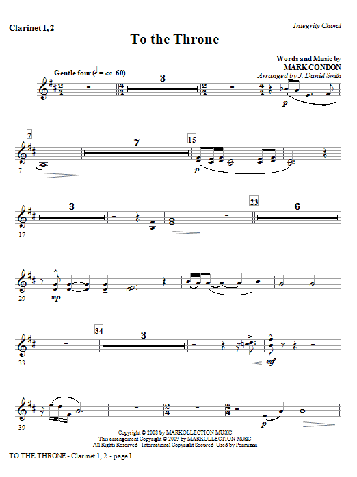 Produktgalerie: Seite 1 von 1 To The Throne - Clarinet 1 & 2, J. Daniel Smith, Chor
