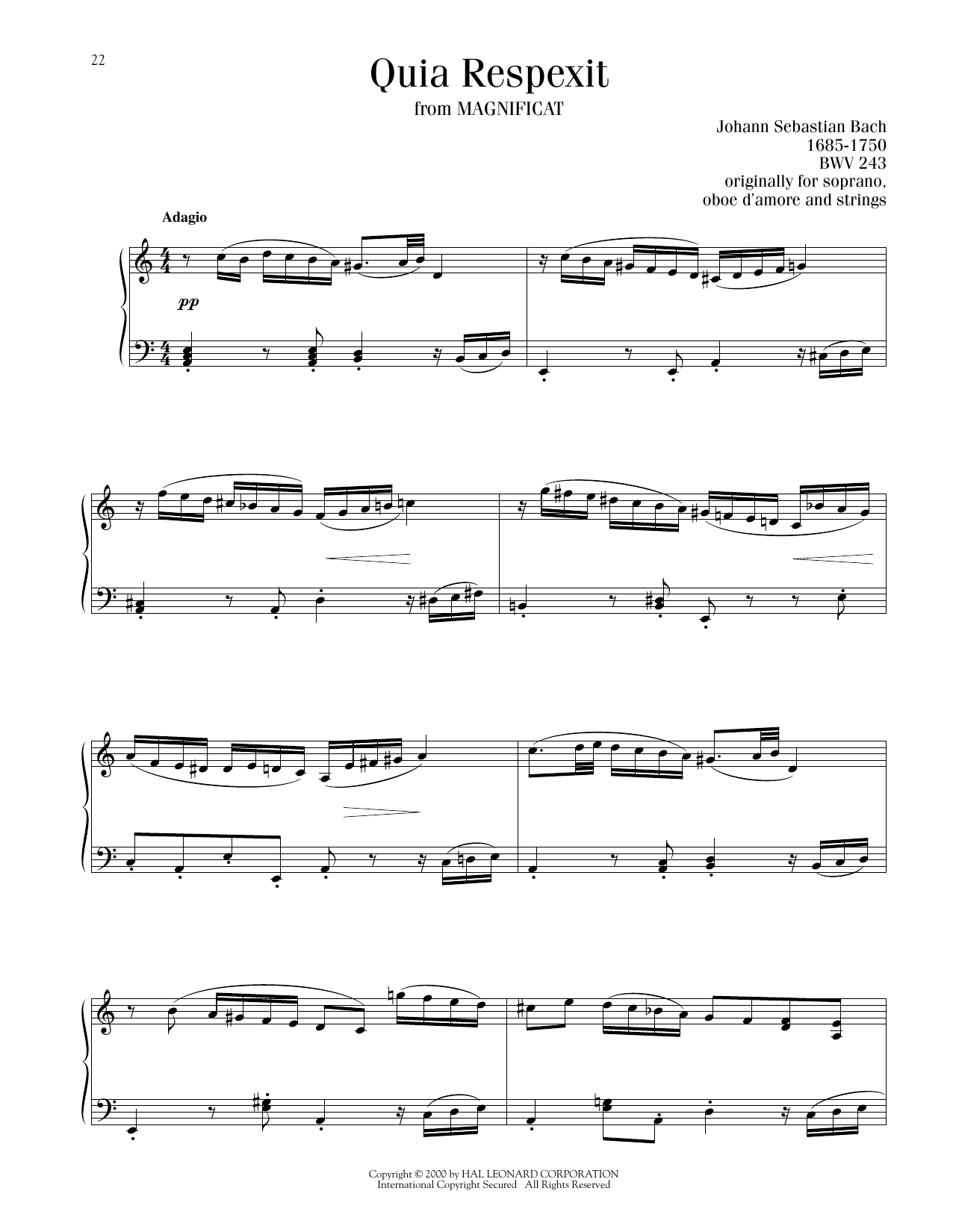 Produktgalerie: Seite 1 von 1 Quia Respexit, Johann Sebastian Bach, Klavier