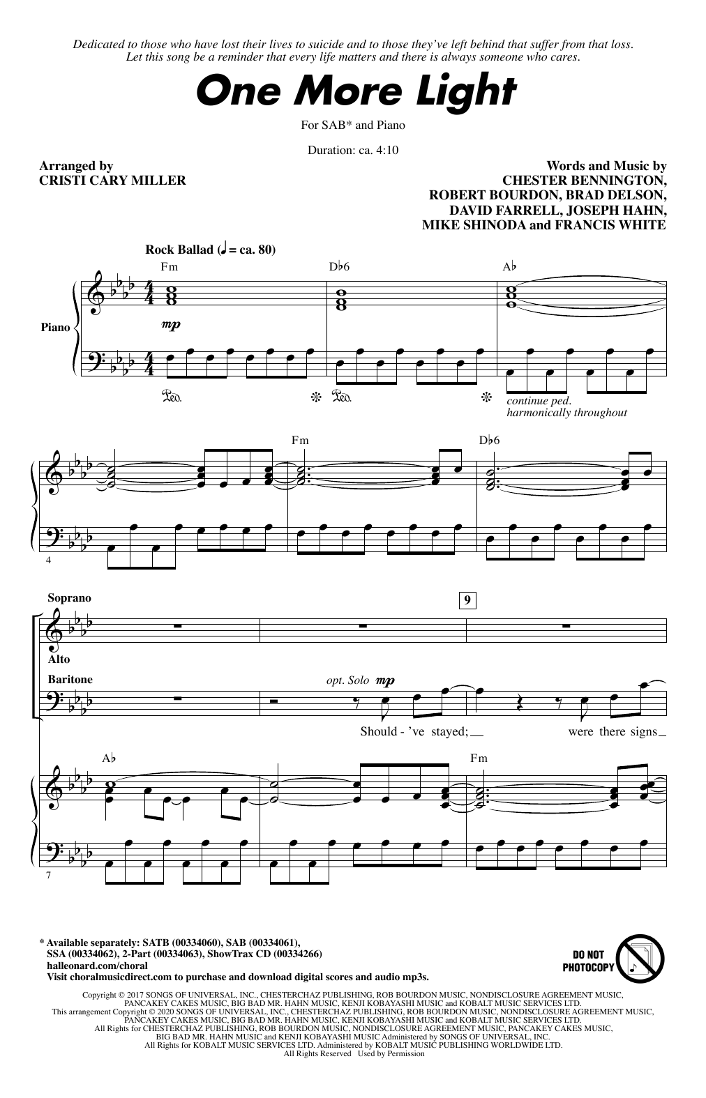 Produktgalerie: Seite 1 von 1 One More Light (arr. Cristi Cary Miller), Linkin Park, Chor