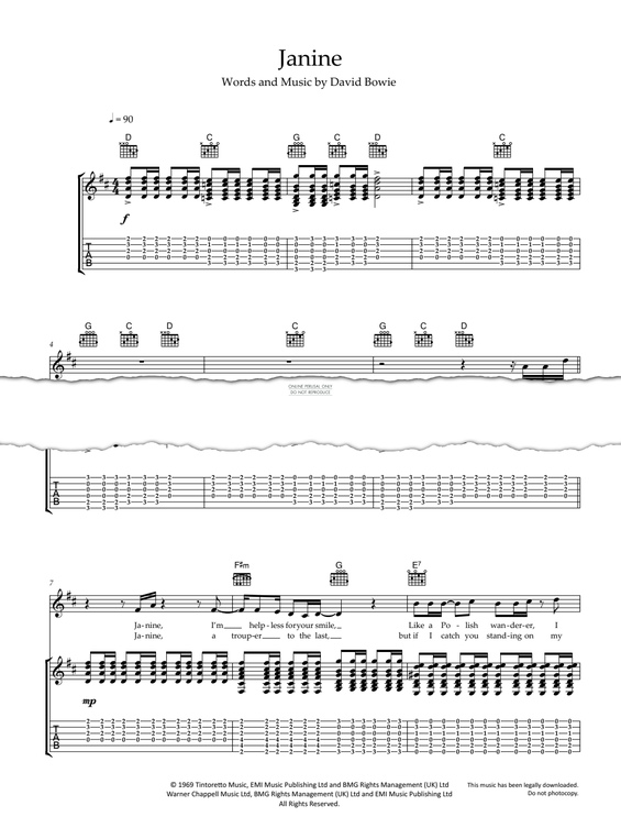 Produktgalerie: Seite 1 von 1 Janine, David Bowie, Gesang, Gitarre