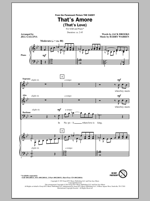 Produktgalerie: Seite 1 von 1 That's Amore (That's Love) (arr. Jill Gallina), Dean Martin, Chor