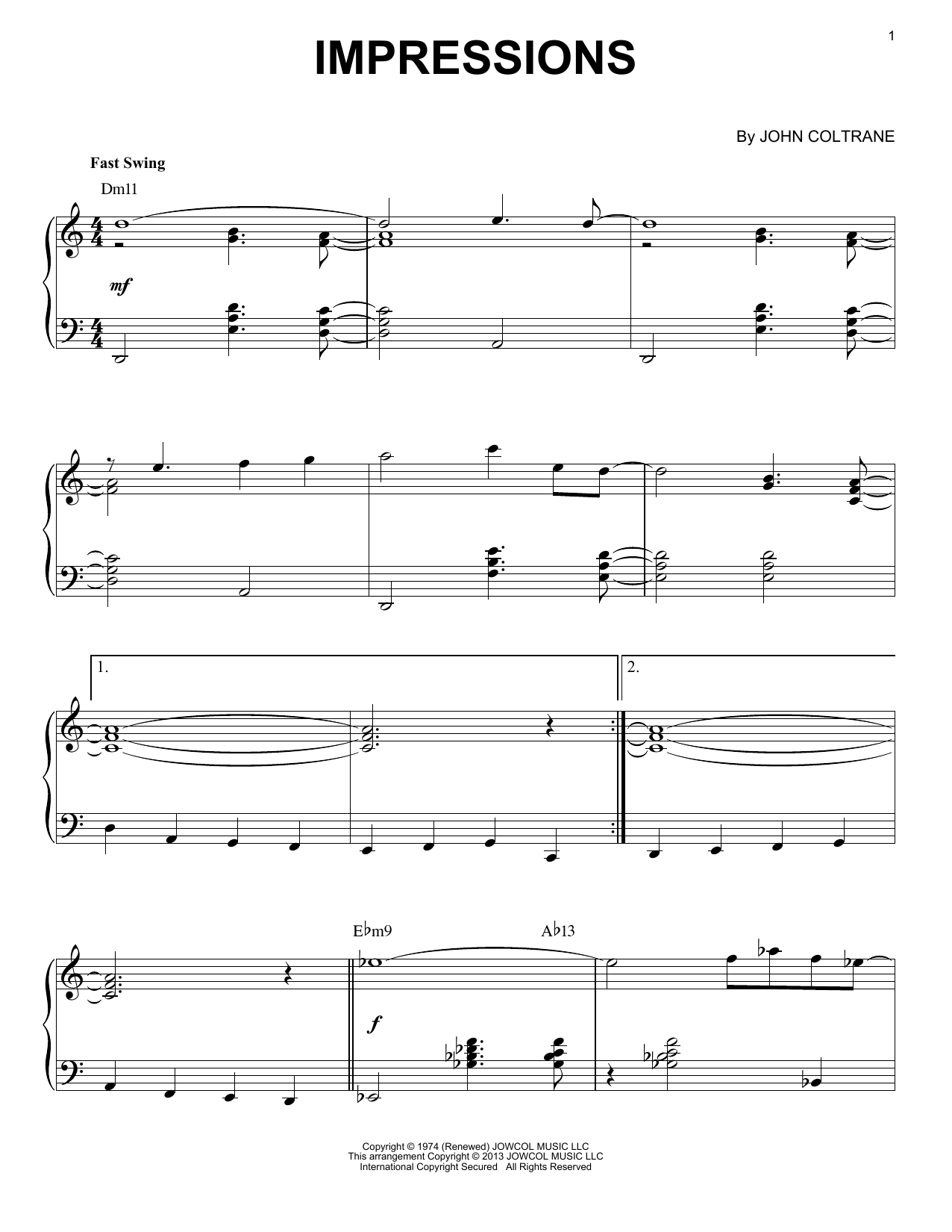 Product gallery: Page 1 of 1 Impressions (arr. Brent Edstrom), John Coltrane