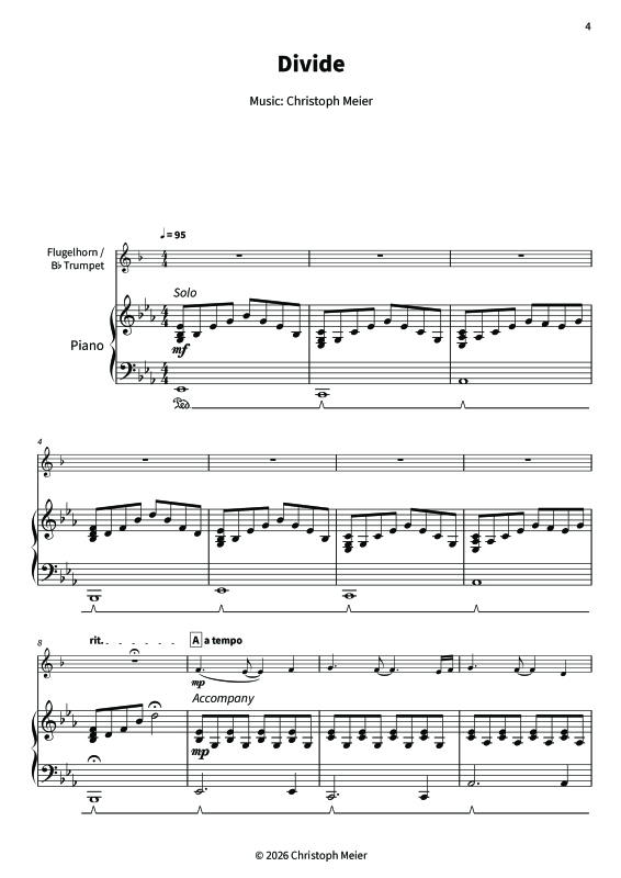 gallery: Divide - Gentle Melodies for Weddings, Church, and Other Occasions, , Trompete in B und Klavier