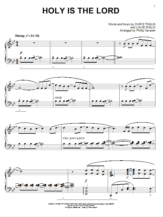 Produktgalerie: Seite 1 von 1 Holy Is The Lord [Jazz version] (arr. Phillip Keveren), Chris Tomlin, Klavier