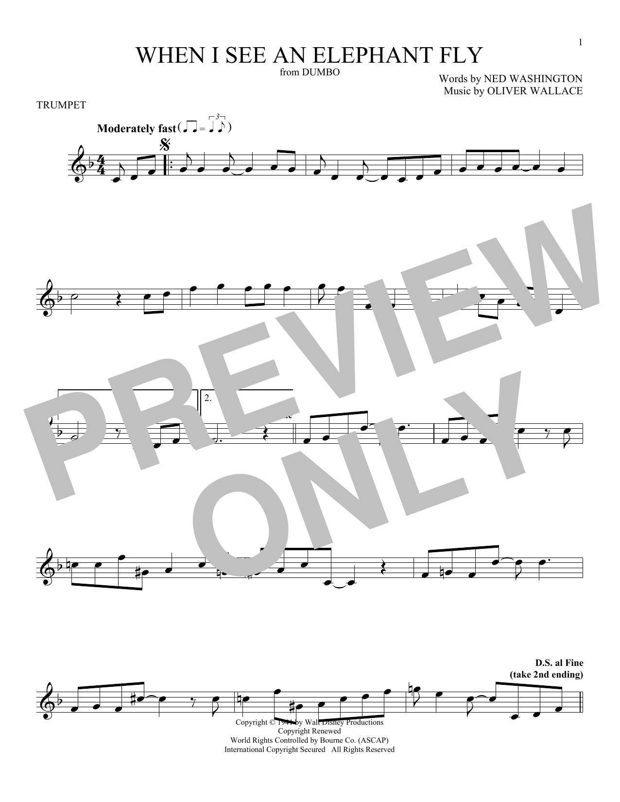 Produktgalerie: Seite 1 von 1 When I See An Elephant Fly (from Dumbo), Oliver Wallace, Trompete
