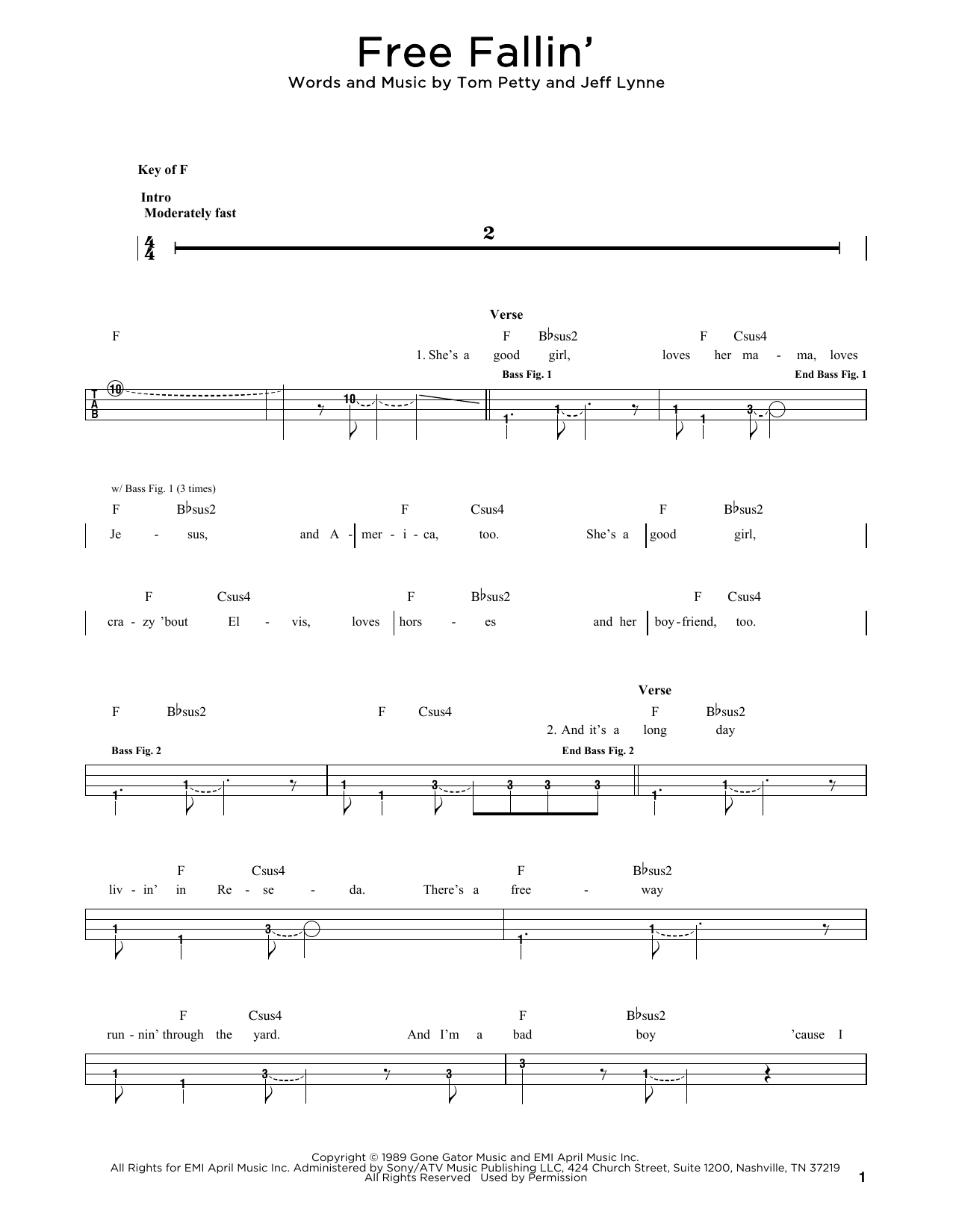 Produktgalerie: Seite 1 von 1 Free Fallin', Tom Petty, E-Bass, Gitarre