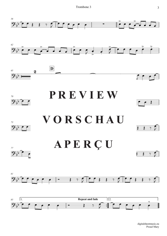 Product gallery: Page 16 of 20 Proud Mary , Creedence Clearwater Revival, (Trombone Trio + Piano)