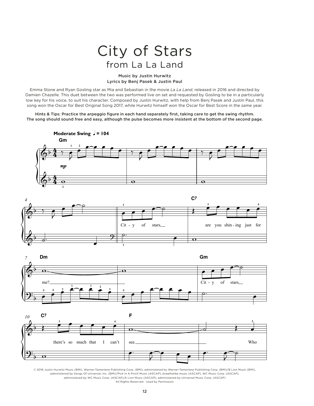 Produktbild zu: City Of Stars (from La La Land)