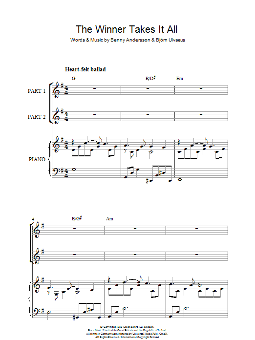 Produktgalerie: Seite 1 von 1 The Winner Takes It All (arr. Rick Hein), ABBA, Chor