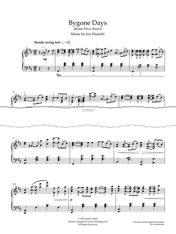 Produktgalerie: Seite 1 von 1 Bygone Days (from 'Porco Rosso'), Joe Hisaishi, Klavier