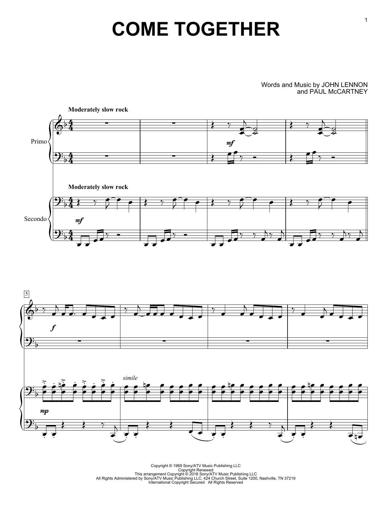 Produktgalerie: Seite 1 von 1 Come Together, The Beatles, Klavier