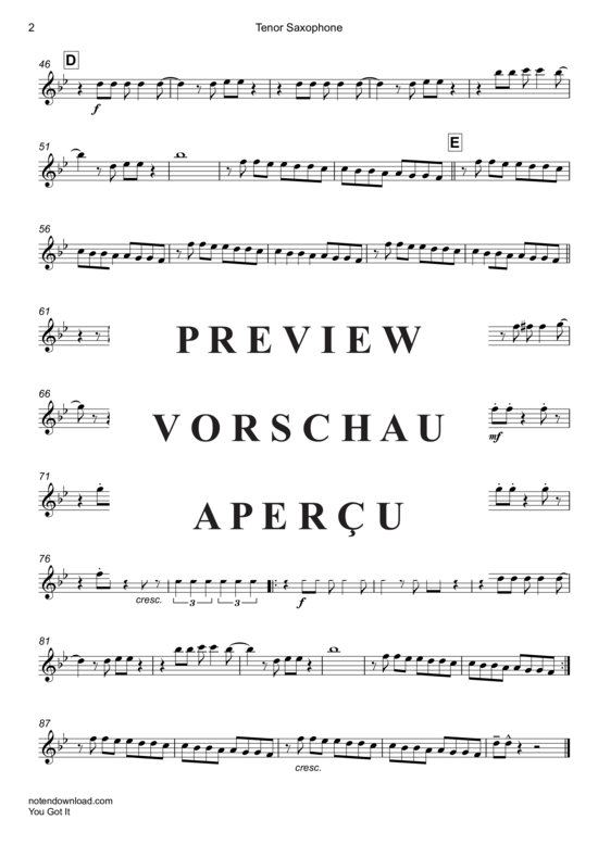 Product gallery: Page 11 of 15 You Got It (Saxophon Quartett A(S) , Orbison, Roy, ATB)