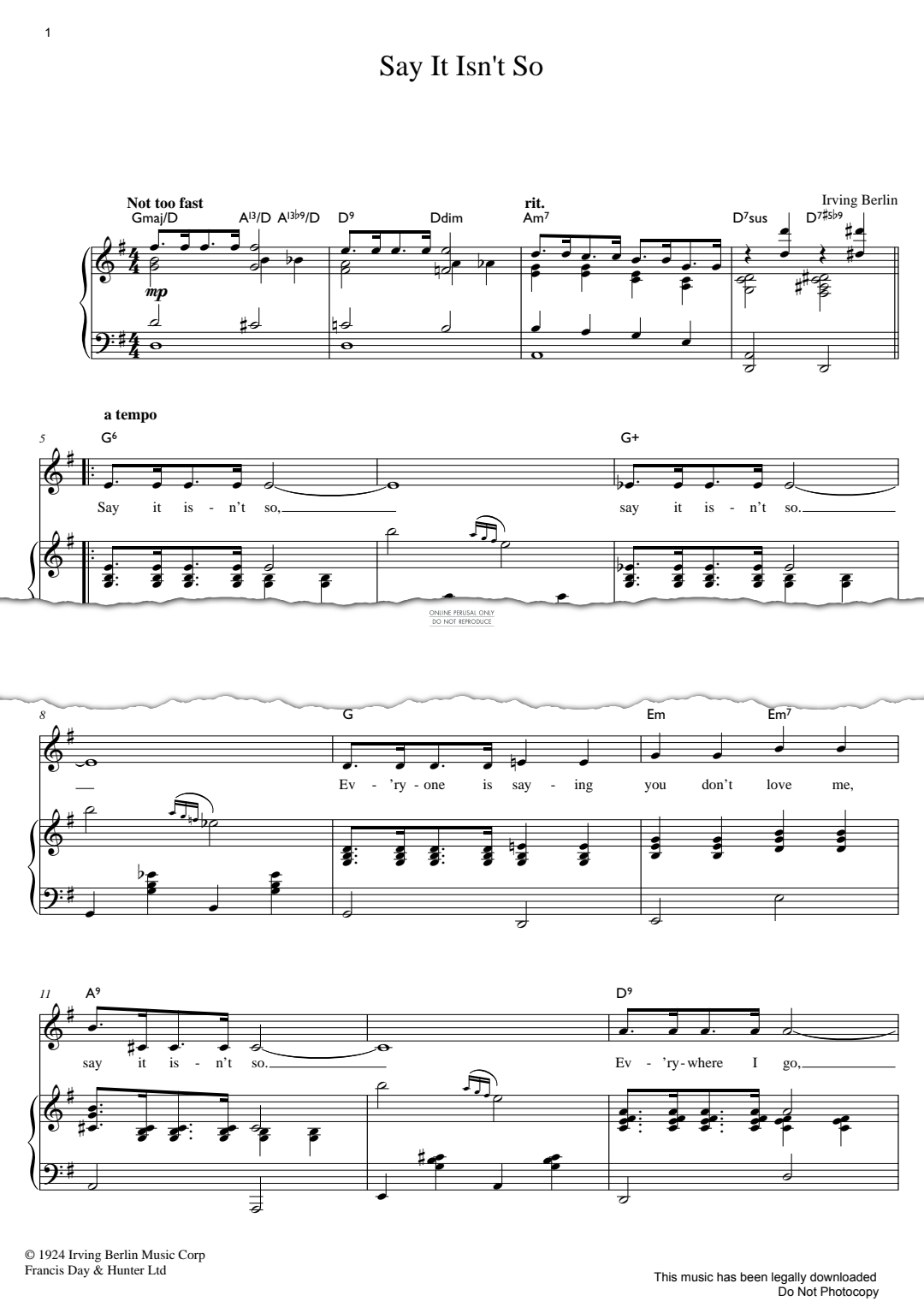 Produktgalerie: Seite 1 von 1 Say It Isn't So, Irving Berlin, Gesang, Klavier