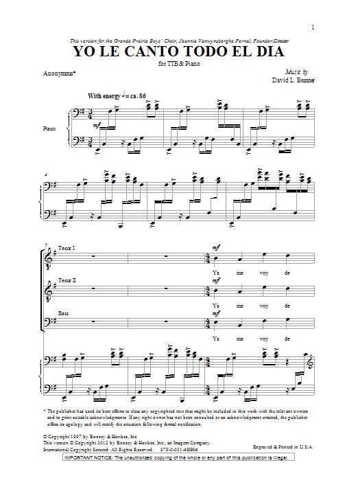 Produktbild zu: Yo Le Canto Todo El Dia