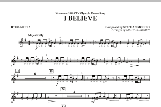 Produktbild zu: I Believe (Vancouver 2010 CTV Olympic Theme Song) - Bb Trumpet 3