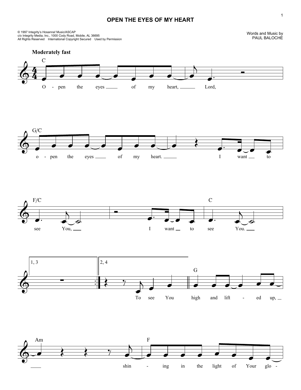Produktgalerie: Seite 1 von 1 Open The Eyes Of My Heart, Paul Baloche