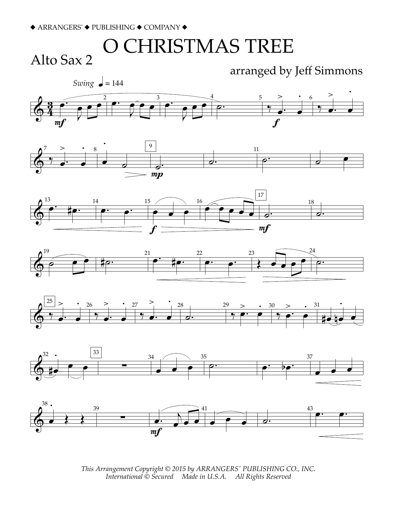 Product gallery: Page 1 of 1 O Christmas Tree - Eb Alto Saxophone 2, Jeff Simmons