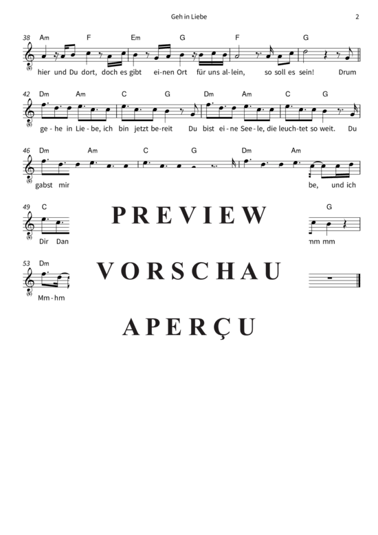 gallery: Geh in Liebe (Gesang + Akkorde) , Yvaine,  (Leadsheet)