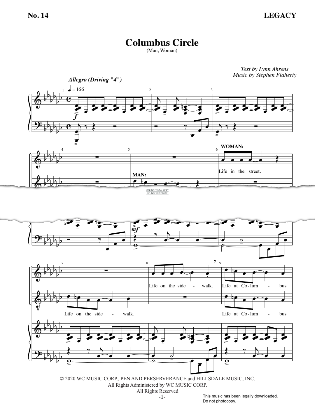 Produktgalerie: Seite 1 von 1 Columbus Circle (from 'Legacy'), Stephen Flaherty, Gesang, Klavier