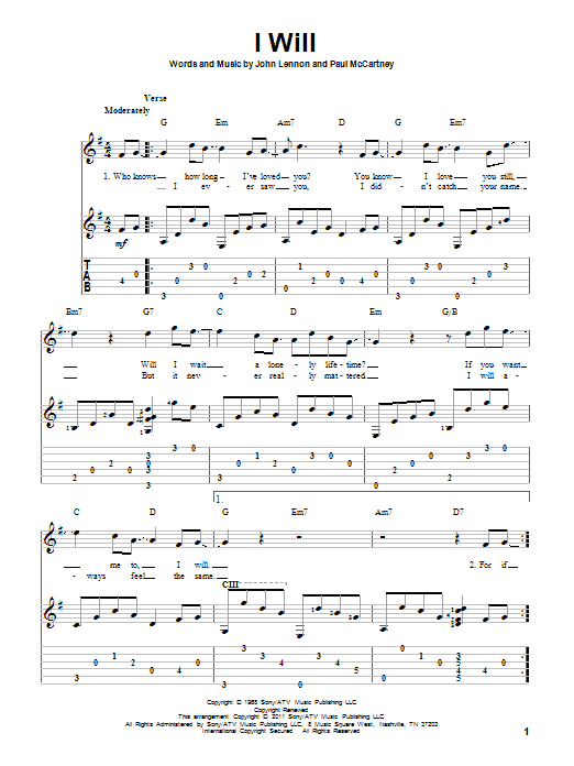 Produktgalerie: Seite 1 von 1 I Will, The Beatles, Gitarre